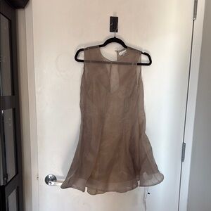 L'Academie Sheer Beige Sleeveless Top